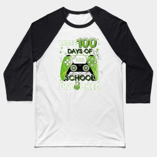 Level 100 Days Of School Unlocked Gamer Gift Baseball T-Shirt